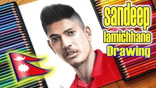 SANDEEP LAMICHHANE best DRAWING BEST CRICKETER SANDEEP LAMICHHANE ART [upl. by Ches172]