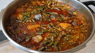 GUJARATI STYLE CHORI BATATA RINGAN NU SHAAK  WINTER SPECIAL  LONG BEANS POTATOES EGGPLANT SUBZI [upl. by Assyram]