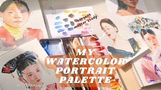 My watercolor palette for painting portrait ⎮ Sargent master study painting process 🎨 [upl. by Nomzed]