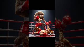 Giraffe fights with hedgehog revenge ai god love cute catshorts Boxingcat77 [upl. by Shanon]