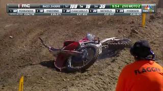 Glen Helen 250 Moto 2 McAdoo goes down hard bike goes flying [upl. by Atkins]