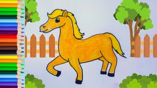 how to draw a horse easy for kids [upl. by Macnair]