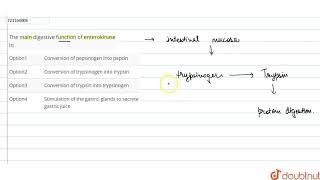 The main digestive function of enterokinase is  CLASS 12  DIGESTION AND ABSORPTION  BIOLOGY [upl. by Ramo]