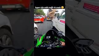 KawasakiNinjazx10rhyperridewithtrafficcrashbikemotovlogshortsytshortsviralvideo [upl. by Dahl]