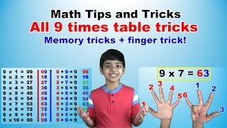 9 Times Multiplication Table All Memory and Finger Tricks  Easy and fastest way [upl. by Artined]