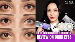 Best Korean Colored Contacts Review on dark eyes [upl. by Eilrak]