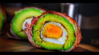 Smoked AVOCADO with EGG and BACON  english KETORecipe  0815BBQ [upl. by Ozne228]