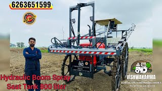 Hydraulic Boom Spray with Seat Tank 800 liter Madhya Pradesh 1st Model spraymachine farmer [upl. by Nnylyahs]