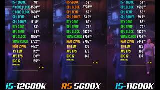 AMD Ryzen 5 5600X vs i5 11600K vs Intel i5 12600K Gaming Performance ComparisonBest MidRange CPU [upl. by Martinic]