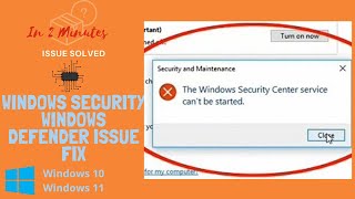 How to Fix Windows Security Service and Defender not Working in 2 Minutes [upl. by Babb]