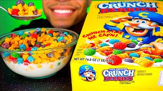 Capn Crunch Berries Cereal with Milk Eating Show Mouth Sounds ASMR Mukbang Jerry Candy Sweets [upl. by Abbot]