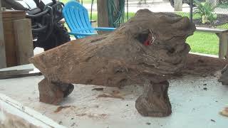 Mesquite Wood Art Carving a stump into a display piece [upl. by Roosevelt]