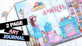 Soft Double Page Art Journal Layout  Oh la la Collection  Stamperia [upl. by Anitsirc]