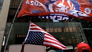 Upsidedown American flag reappears as a rightwing protest symbol after Trumps guilty verdict [upl. by Irahk124]