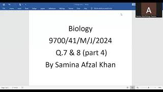 A level Biology 9700 Paper41 May June 2024 Q [upl. by Aneela478]