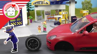 Playmobil Police English  Robbery at the Gas Station  The Hauser Family [upl. by Daahsar]