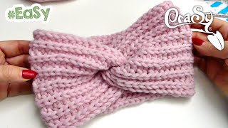 Twist Stirnband im Halb  patent stricken für Anfänger  EaSy Brioche [upl. by Otrebide]