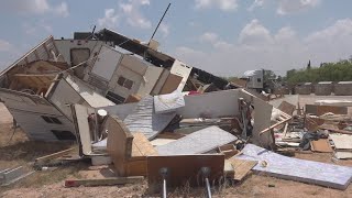 RV camper completely destroyed by severe weather at Midland County RV park [upl. by Weinman]