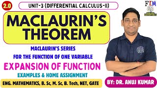 L1 MACLAURIN SERIES FOR THE FUNCTION OF ONE VARIABLE  MACLAURIN THEOREM  ENGINEERING MATHEMATICS [upl. by Adnawuj]