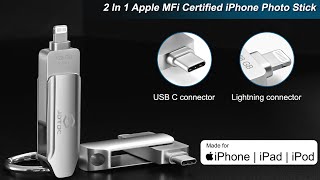 Apple MFi Certified PhotoStickForiPhoneFlashDrive ThumbDriveForiPhoneExternalStorage [upl. by Anilrac]