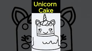 Easy Unicorn Cake Drawing Tutorial for Kids and Beginners Step by Step [upl. by Jaret]