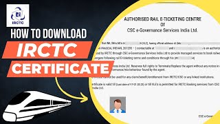 Irctc Certificate Download  IRCTC agent certificate download kaise karey [upl. by Aihsia]