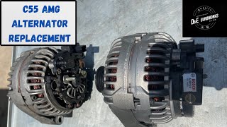 2005 W203 Mercedes C55 AMG alternator replacement walk through Tour underneath look [upl. by Nyrok35]