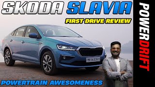 Skoda Slavia 10Litre TSI  First Drive Review  PowerDrift [upl. by Nnanerak141]