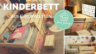 Palettenbett für Kinder selber bauen  Kinderbett aus Europaletten  Paletten Bett DIY Anleitung [upl. by Annuahsal]