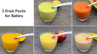 5 BABY FRUIT PURÉE FOR WEIGHT GAIN  STARTING BABY SOLIDS [upl. by Tnahs]