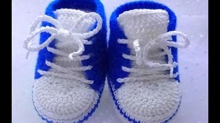 zapatos tejidos a crochet para bebe varon [upl. by Reinhart]