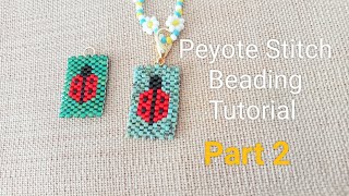 Ladybug Diy How to Make Miyuki Beaded Peyote Stitch Ladybug Charm Choker Necklace Tutorial Part 2 [upl. by Adilem]