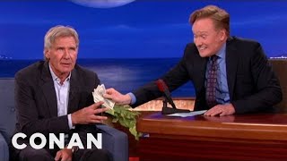 Harrison Ford Spills quotStar Warsquot Spoilers For 1000  CONAN on TBS [upl. by Ellynn]