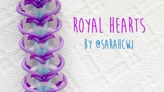 Rainbow Loom Bands Royal Hearts Bracelet by SarahCJW [upl. by Anaxor753]