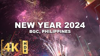 WELCOMING 2024 in BGC PHILIPPINES  New Year Fireworks Full Show  4K HDR  Taguig [upl. by Aratahc]