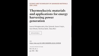 Thermoelectric materials and applications for energy harvesting power generation  RTCLTV [upl. by Pfeifer]