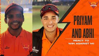 Priyam Garg and Abhishek Sharma react to MIvSRH  SRH  IPL 2022 [upl. by Spring]