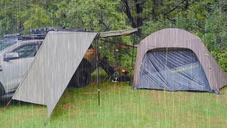 Best Car Tent Ever Camping In Heavy Rain [upl. by Anaizit]