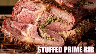 Ultimate Smoked Prime Rib Stuffed With Garlic amp Herb Perfection [upl. by Nevil]