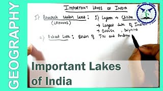 Important Lakes of India for SSC  Indian Geography  by TVA [upl. by Earley]