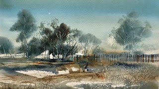 USE SALT amp 5 COLORS Paint A Loose Park Beginners Loose Watercolor Landscape Painting Watercolour [upl. by Awram]