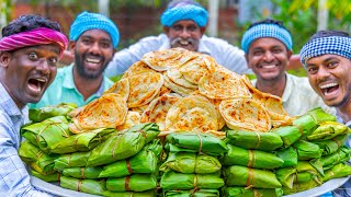 KIZHI PAROTTA  Banana Leaf Parotta Recipe Cooking In Village  Soft Layered Mutton Kizhi Parotta [upl. by Schurman]