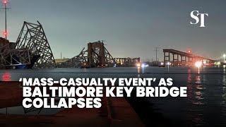 Baltimore bridge collapses after Singaporeflagged ship crash [upl. by Irot]