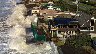 New Zealand High Tide Crashes Into Houses [upl. by Netsua673]