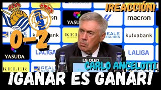 REACCIÓN DE CARLO ANCELOTTI POST REAL SOCIEDAD 02 REAL MADRID LALIGA [upl. by Natalina]