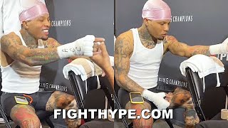 GERVONTA DAVIS GETS HANDS WRAPPED TO KO MARIO BARRIOS  BEHINDTHESCENES AT DAVIS VS BARRIOS [upl. by Boris]