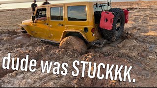 Built Jeep SUPER stuck Sand Hollow Recovery [upl. by Ellebyam]