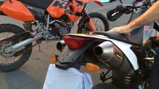 Twin Akrapovic Exhausts  KTM 640 lc4 SM \\ [upl. by Hyams80]