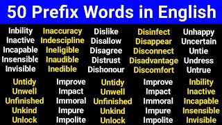 50 Prefix Words  Prefix Words in English  Suffix and Prefix [upl. by Tynan366]