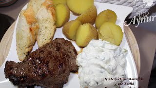 Rinderfilet mit Kartoffeln und Zaziki Yumusacik bonfile tarifimeinerezepte [upl. by Gemina]